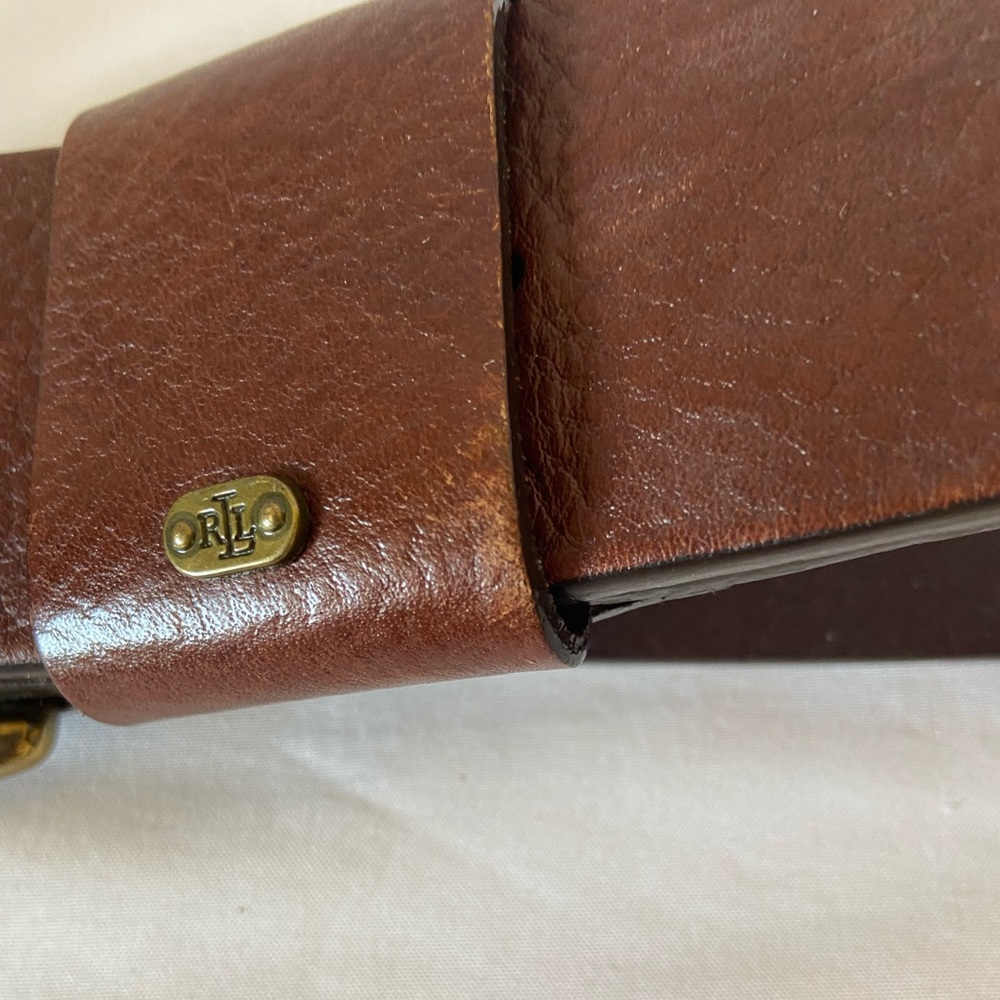 Lauren Ralph Lauren Cognac Brown Leather Belt Vintage - Picture 3 of 8